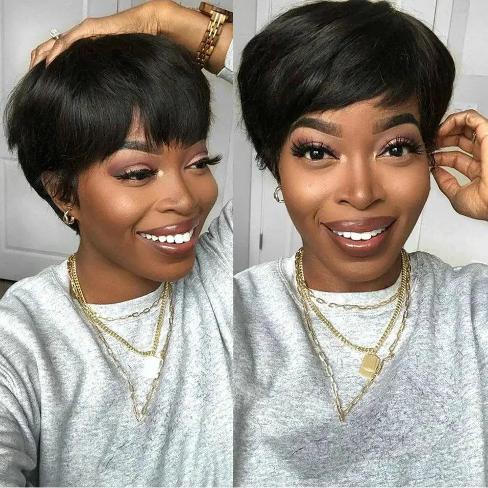 Pixie Cut Human Hair Wig Affordable Brazilian Style For Women
