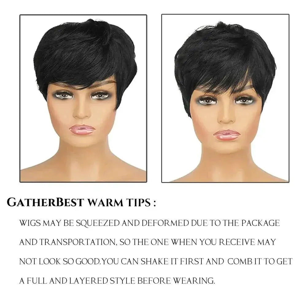 Pixie Cut Human Hair Wig Affordable Brazilian Style For Women