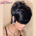 Pixie Cut Remy Human Hair Wig Natural Straight Bob Bangs