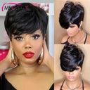Pixie Cut Remy Human Hair Wig Natural Straight Bob Bangs