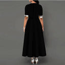 Plaid Print Maxi Dress With Vintage Button Detail Flare