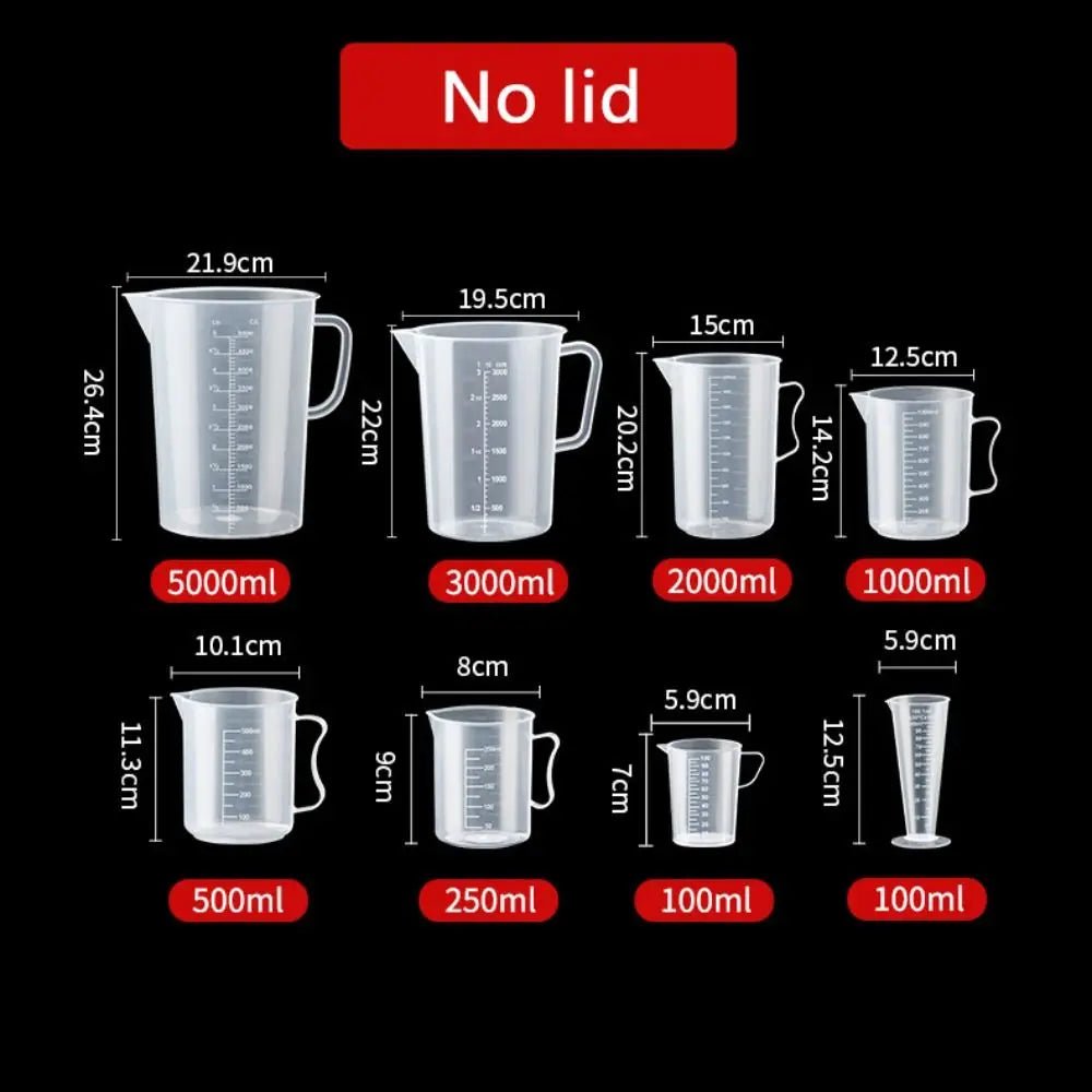 Plastic Graduated Measuring Cup Large Capacity Beaker With Lid Transparent Grade