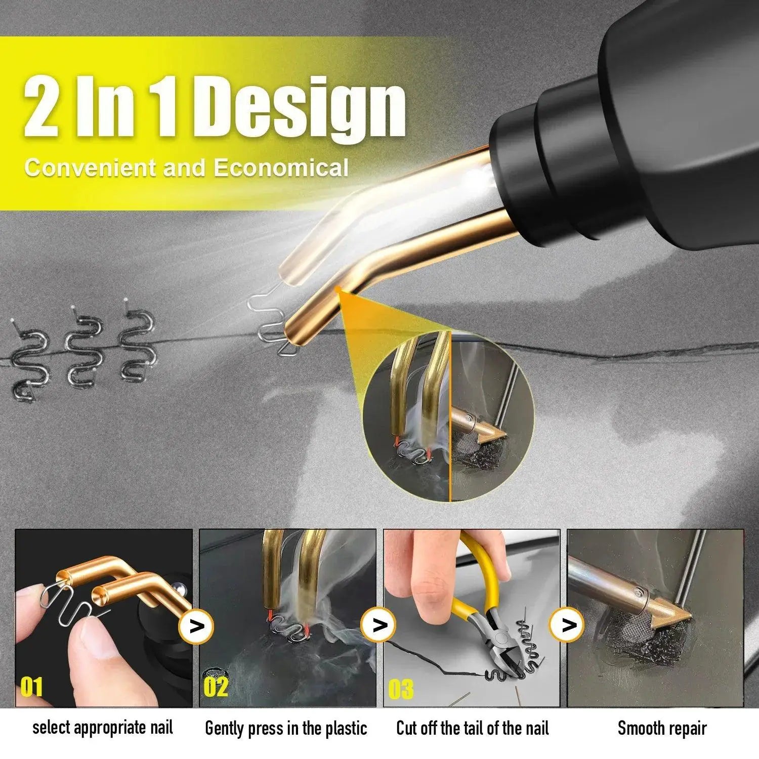 Plastic Welding Kit 70W Heat Gun For Bumper Repair Pro Grade