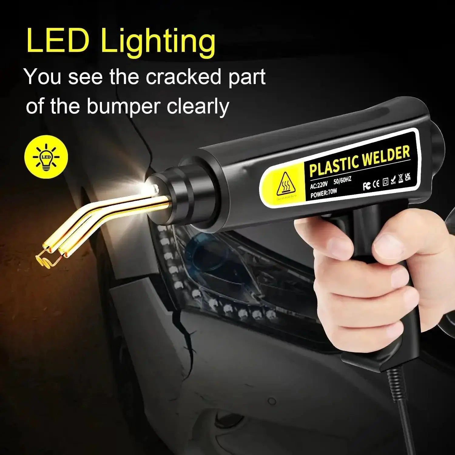 Plastic Welding Kit 70W Heat Gun For Bumper Repair Pro Grade
