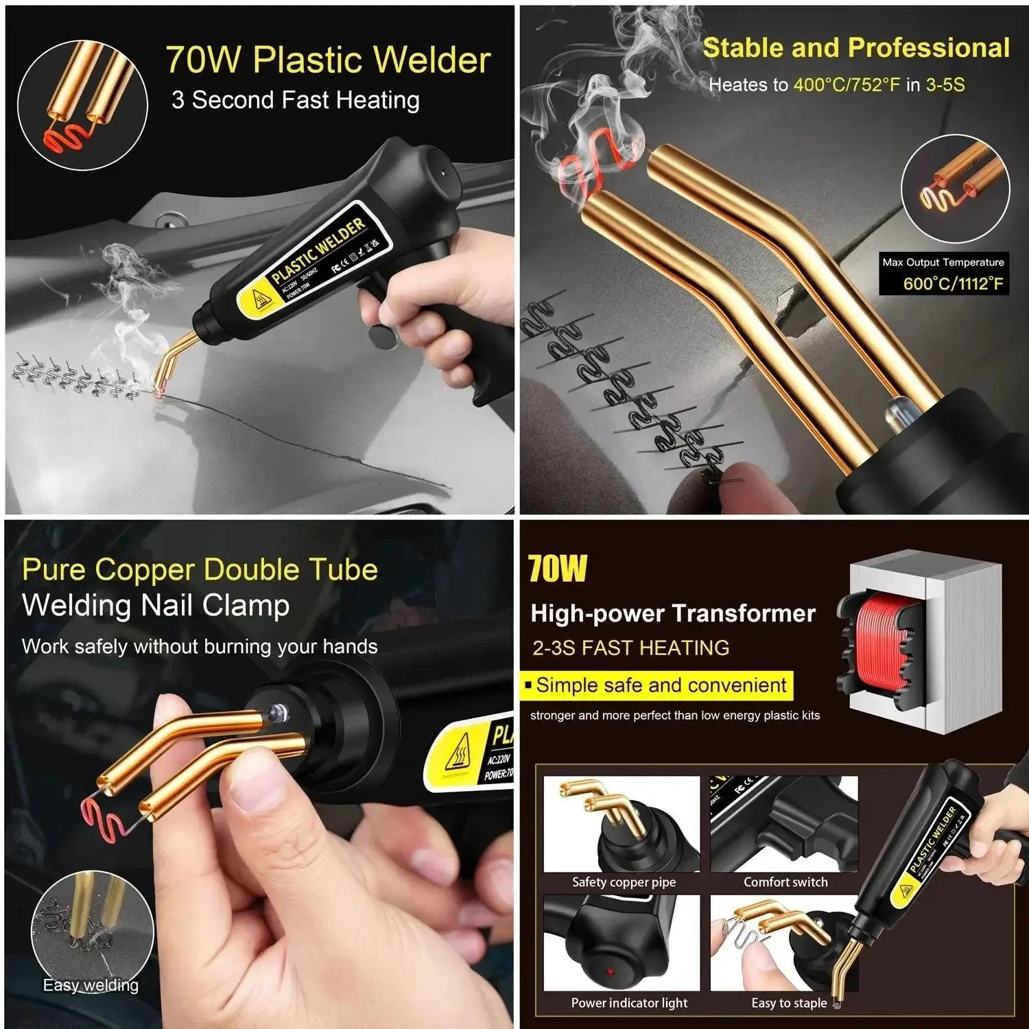 Plastic Welding Kit 70W Heat Gun For Bumper Repair Pro Grade