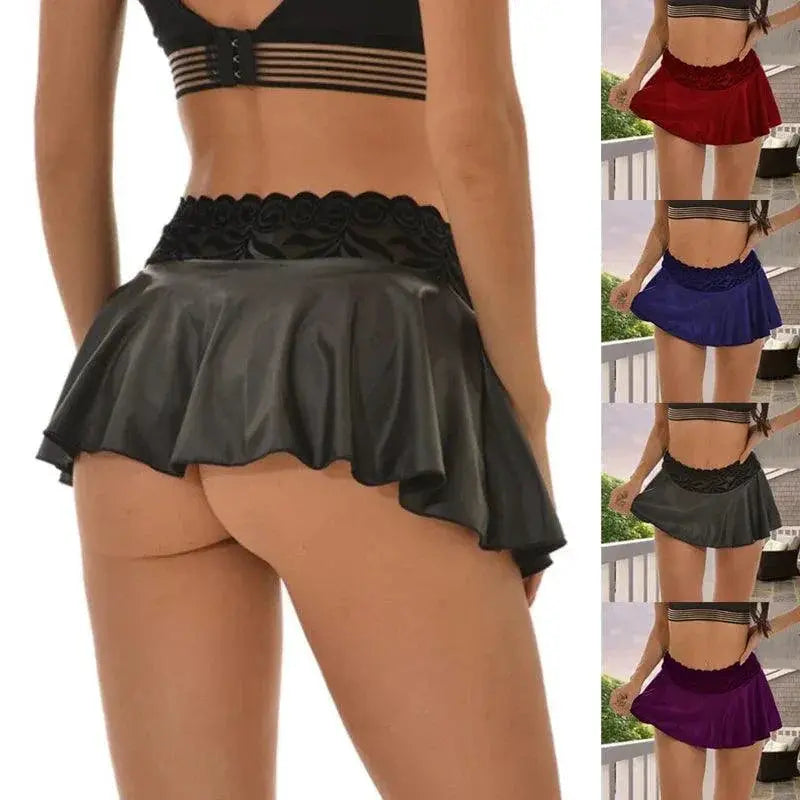 Pleated Lace High Waist Summer A Line Miniskirt For Women