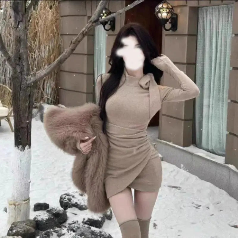 Plus Size Ladies A Line Dress With Bows Chic Fashion