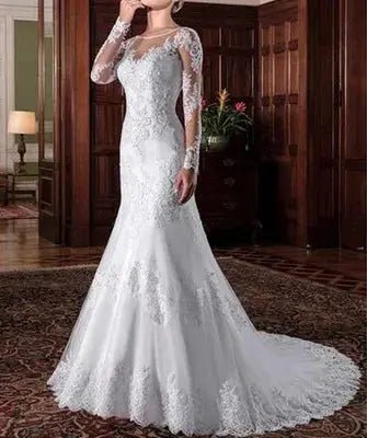 Plus Size Mermaid Wedding Dress With Beaded Lace Appliques Jewel Neckline Glam