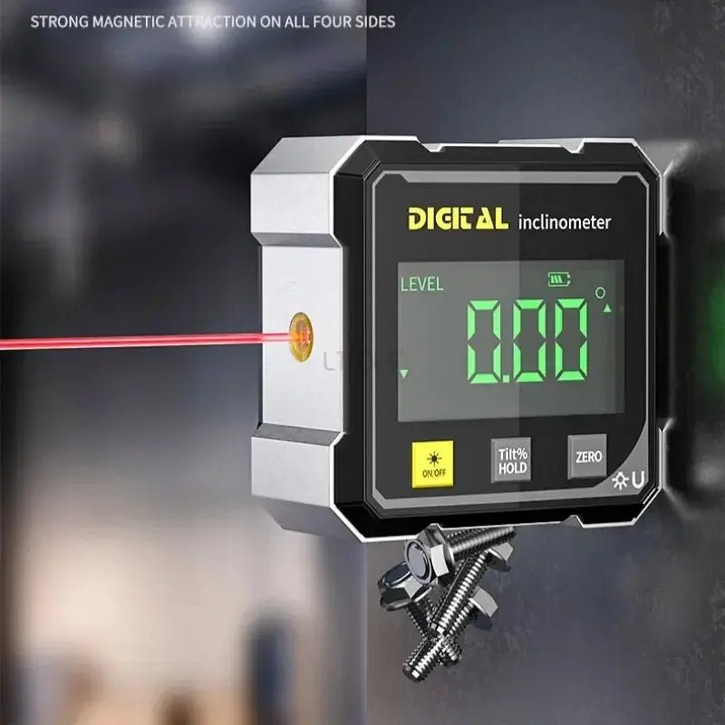 Pocket Digital Level Protractor Inclinometer 360 Magnetic Laser Gauge USB Charge