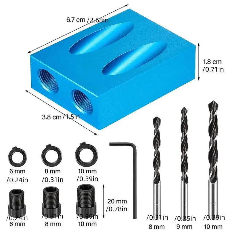 Pocket Hole Jig Kit Durable Aluminum Joinery Tool Set