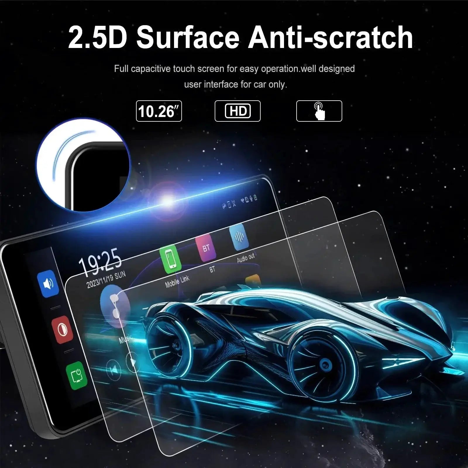 Podofo Rearview Dash Cam CarPlay Safety Connectivity