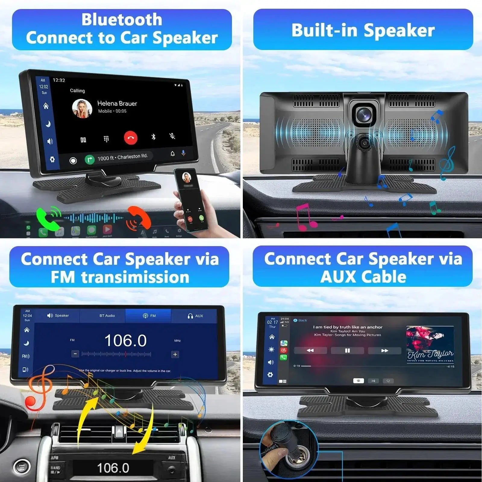 Podofo Smart Dash Cam With Rearview Camera High Def