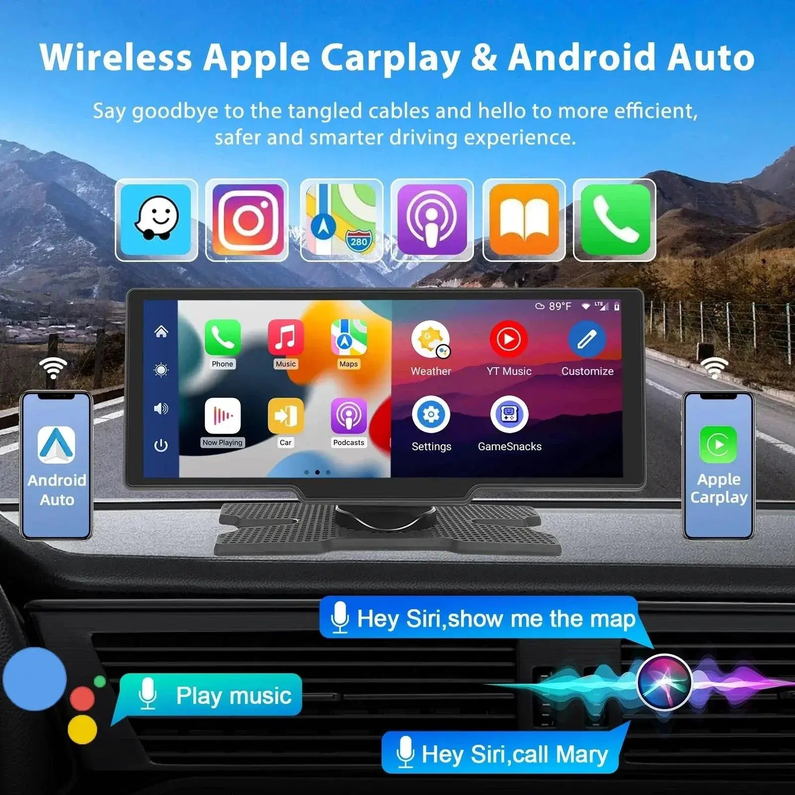 Podofo Smart Dash Cam With Rearview Camera High Def