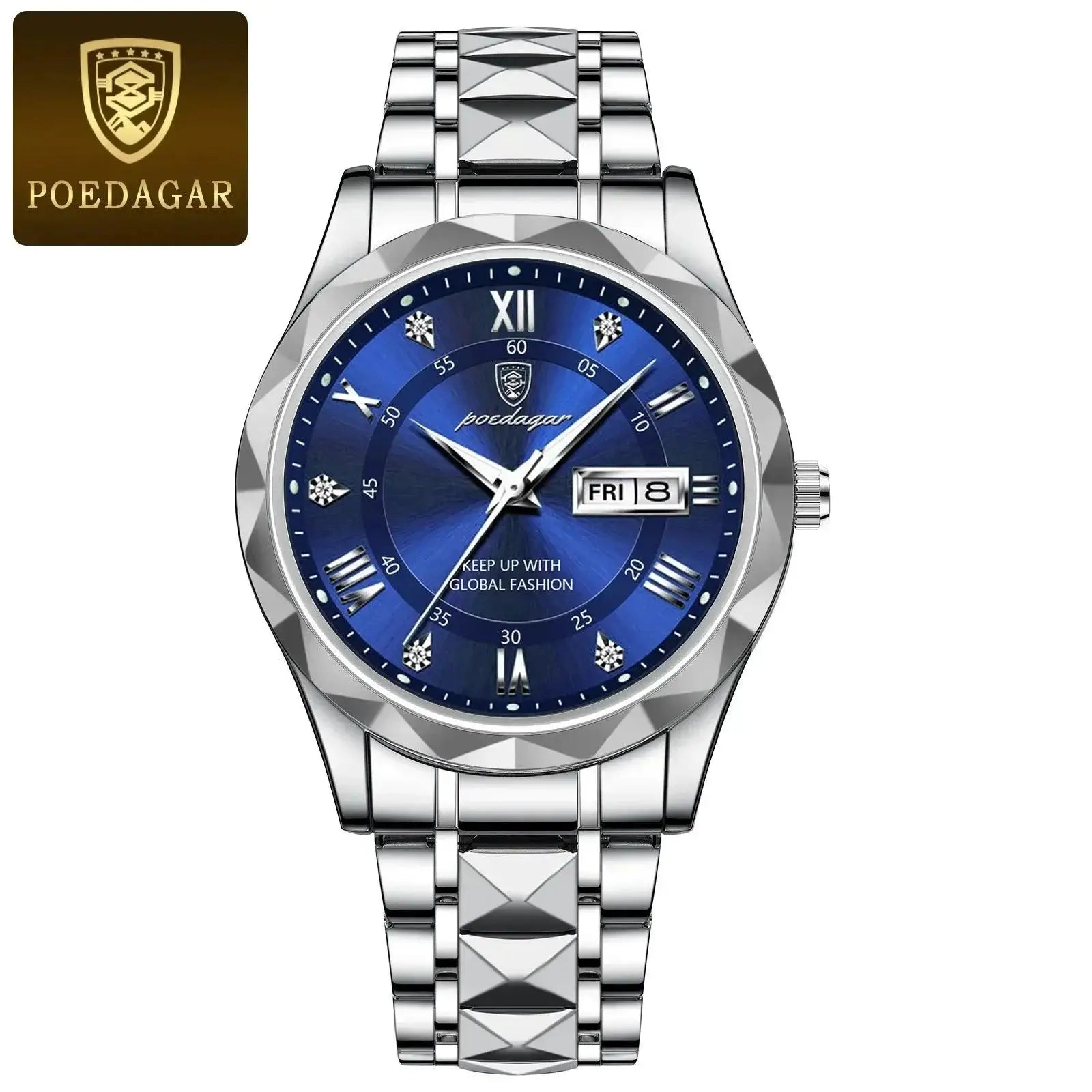 POEDAGAR Luxury Business Watch Waterproof Luminous Dial