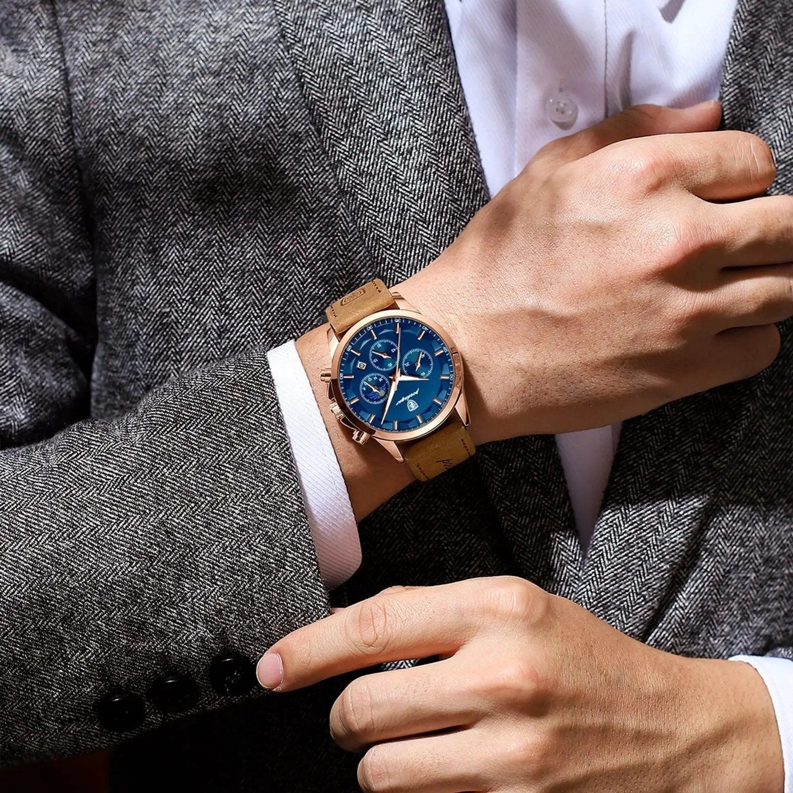 Poedagar Mens Luxury Chronograph Watch Stylish Companion