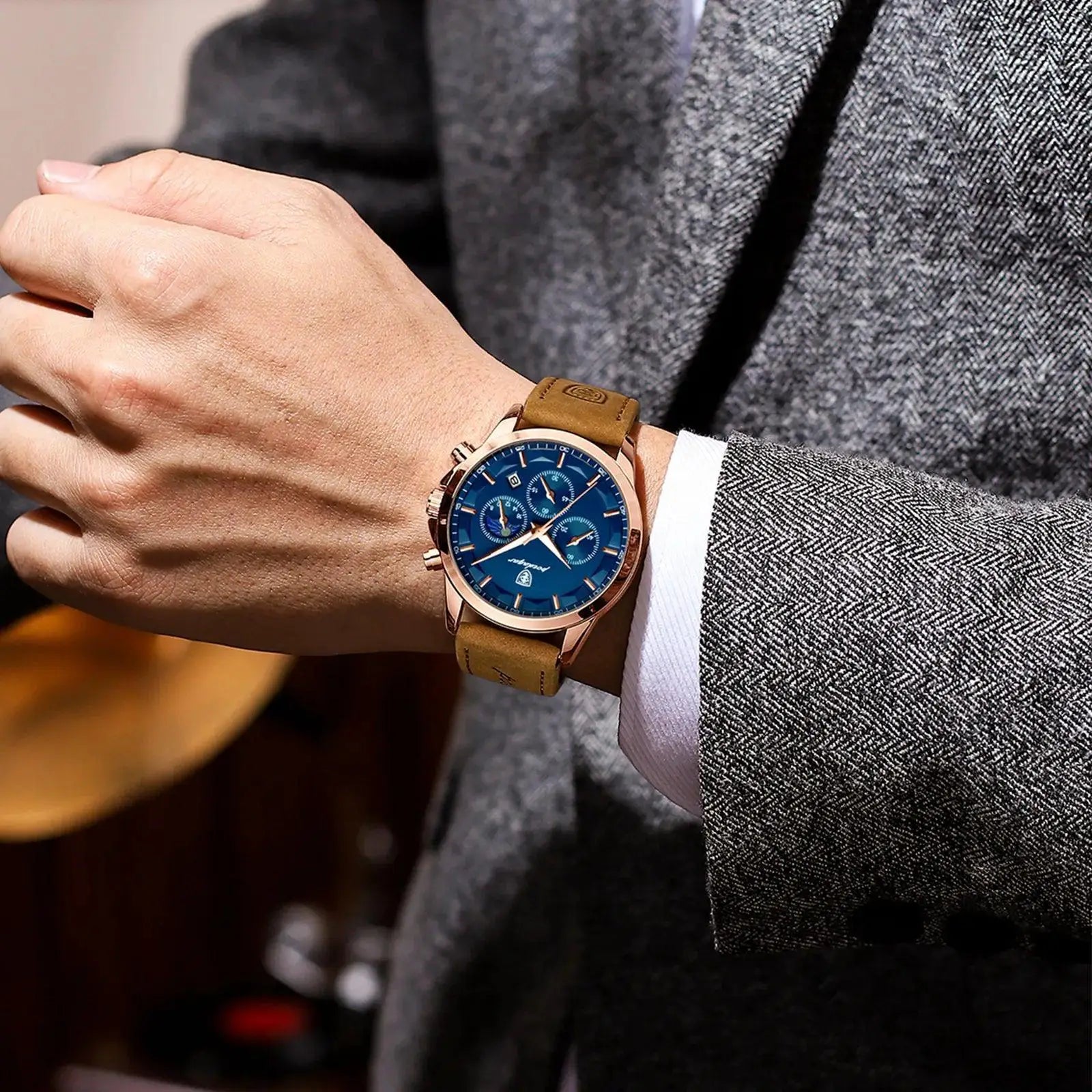 Poedagar Mens Luxury Chronograph Watch Stylish Companion