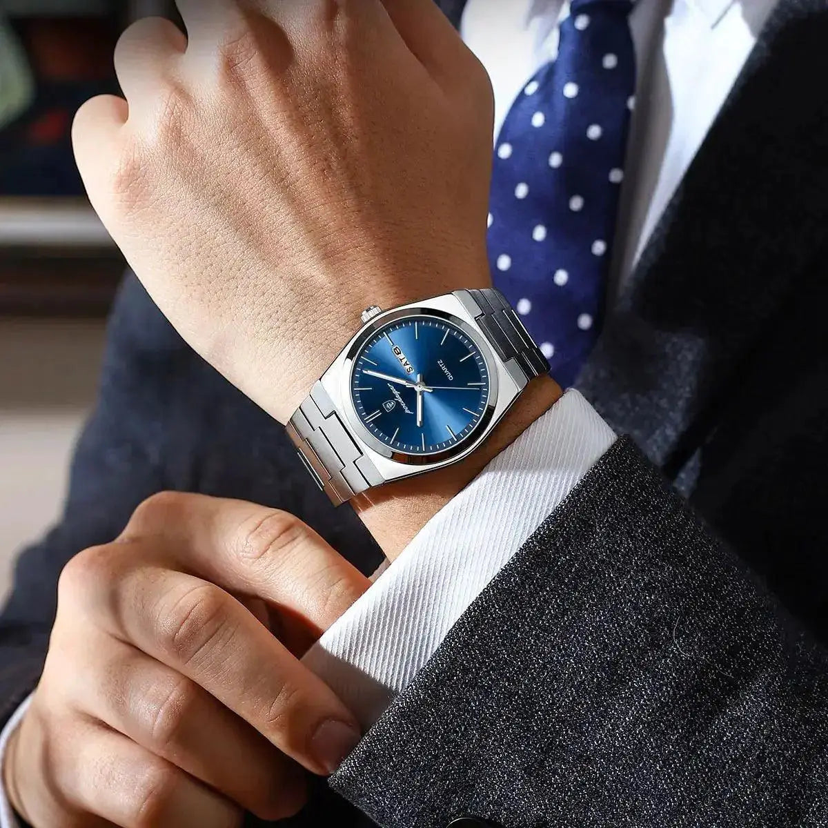 Poedagar Luxury Stainless Steel Watch Mens Waterproof