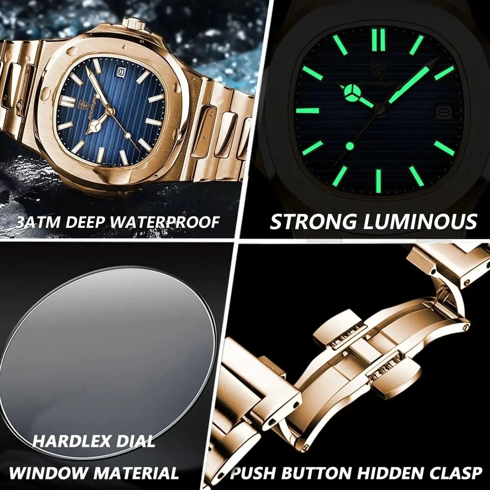 Mens Stainless Steel Diver Watch Luxury Design Timepiece