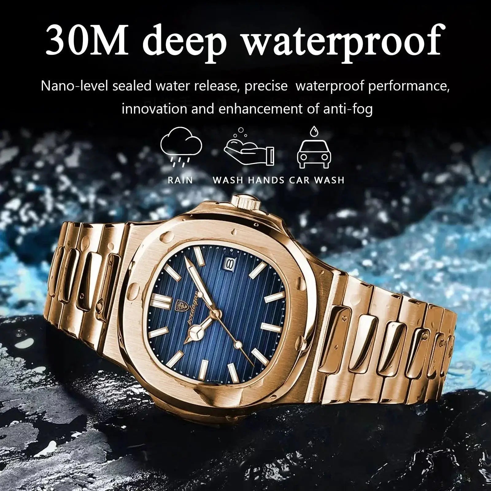 Mens Stainless Steel Diver Watch Luxury Design Timepiece