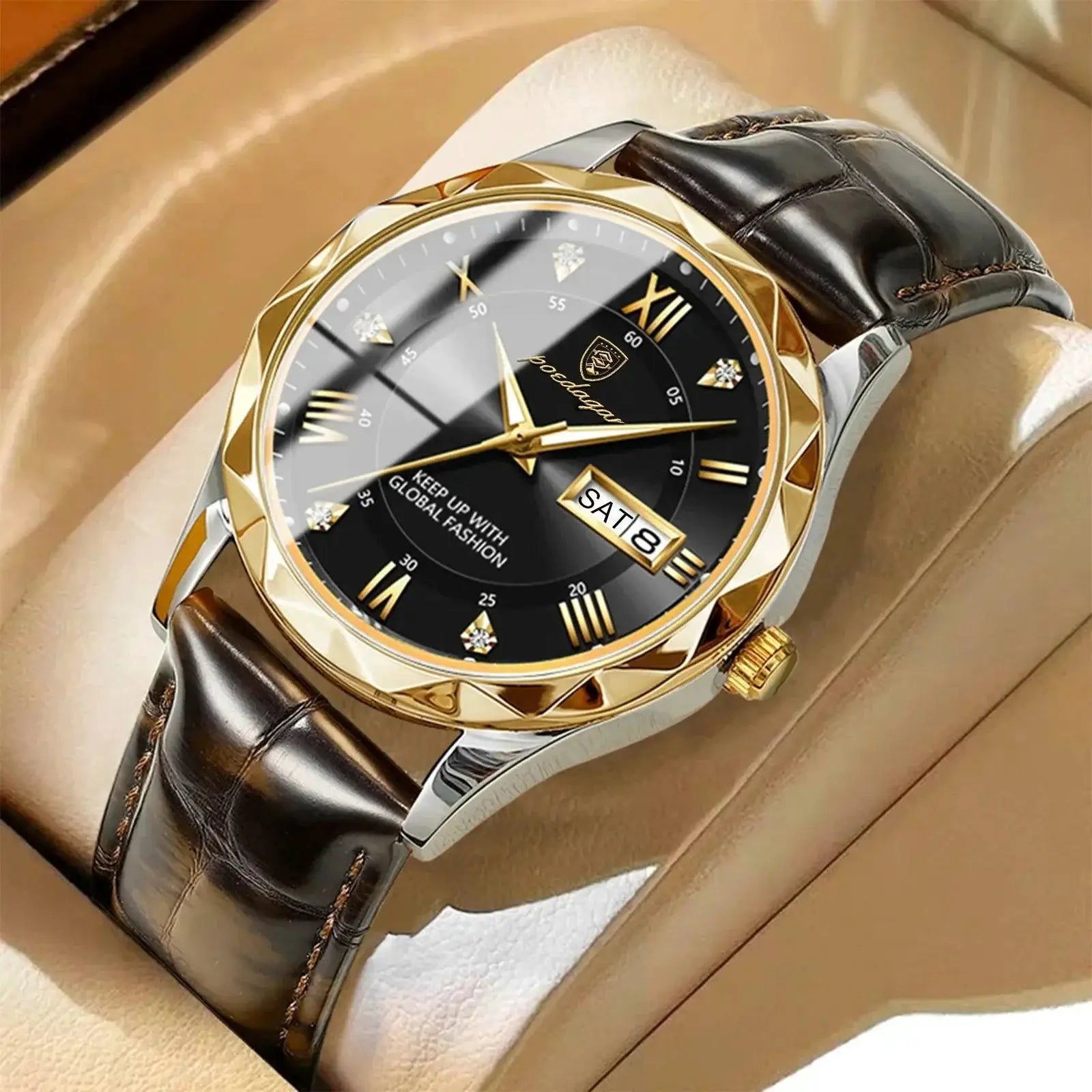 POEDAGAR Stylish Waterproof Mens Luxury Business Watch