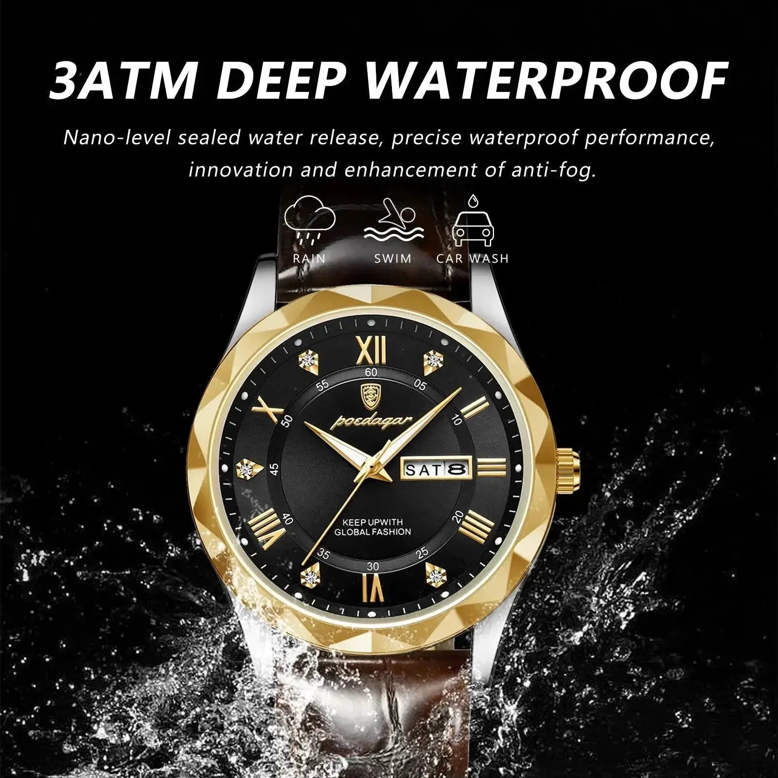 POEDAGAR Stylish Waterproof Mens Luxury Business Watch