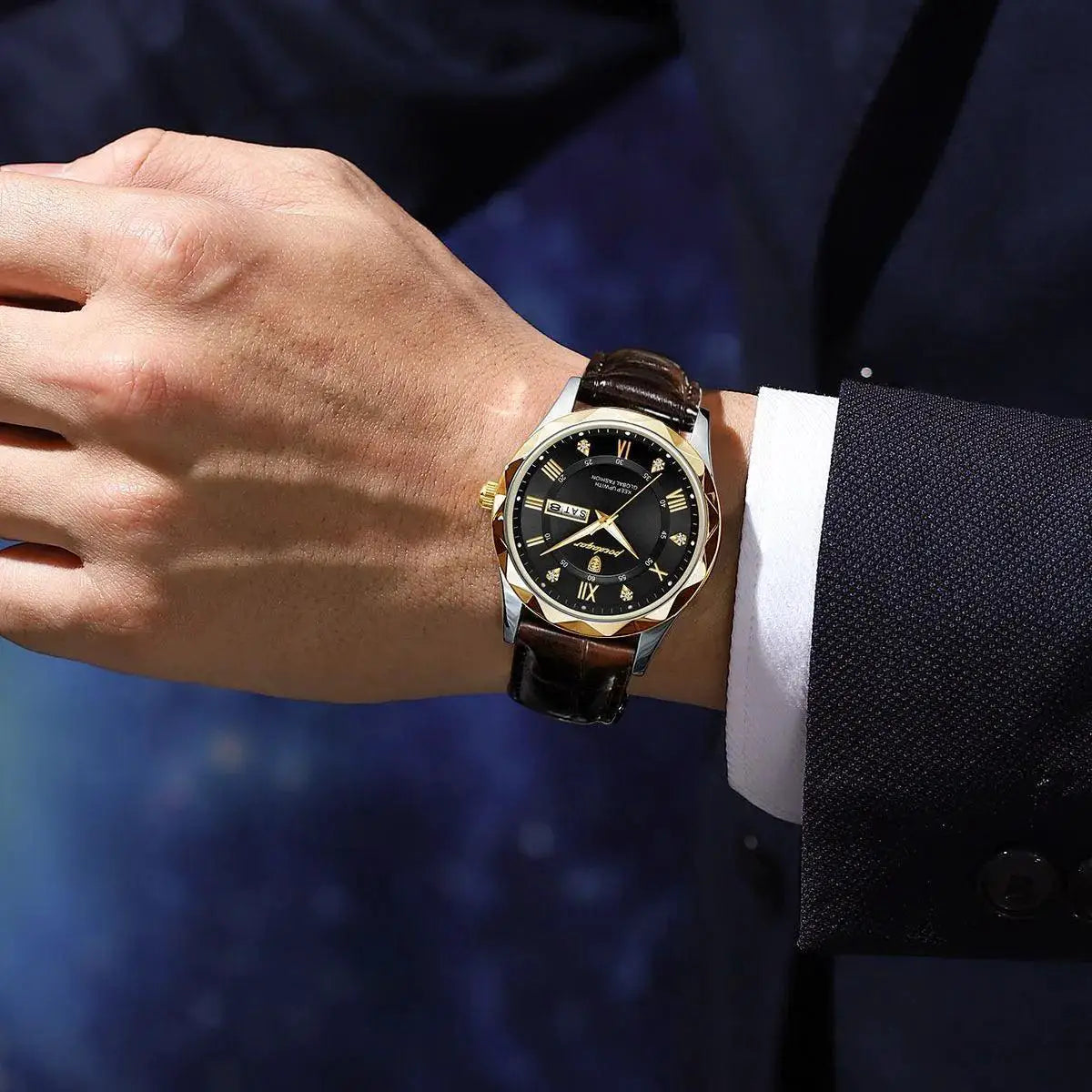 POEDAGAR Stylish Waterproof Mens Luxury Business Watch