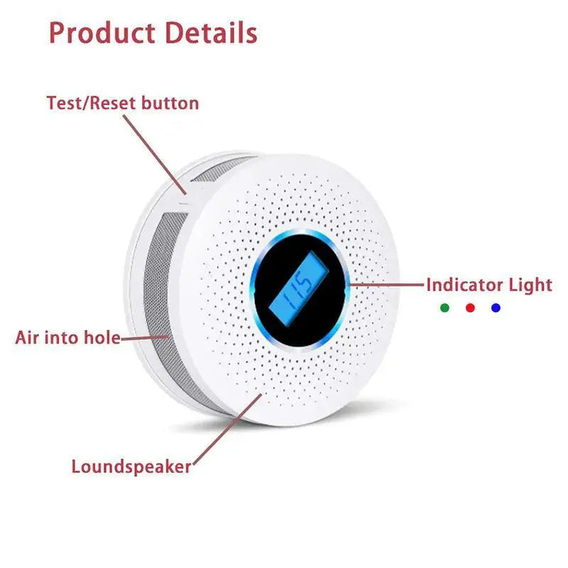 Smoke And CO Detector Dual Alert System LED Safety