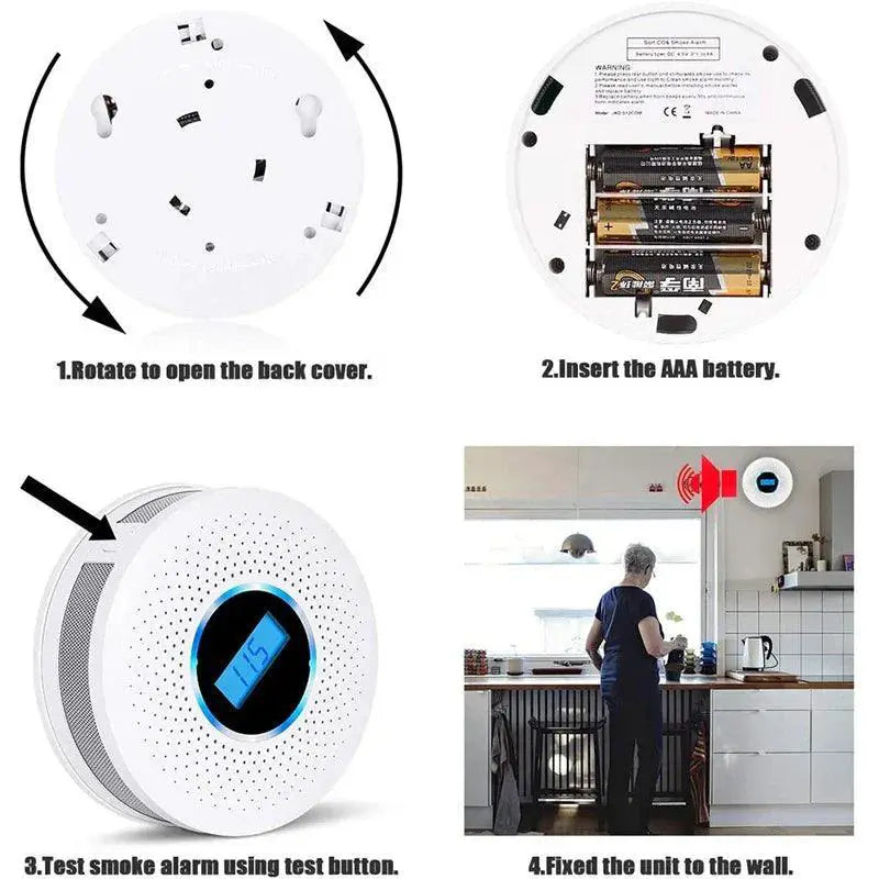 Smoke And CO Detector Dual Alert System LED Safety