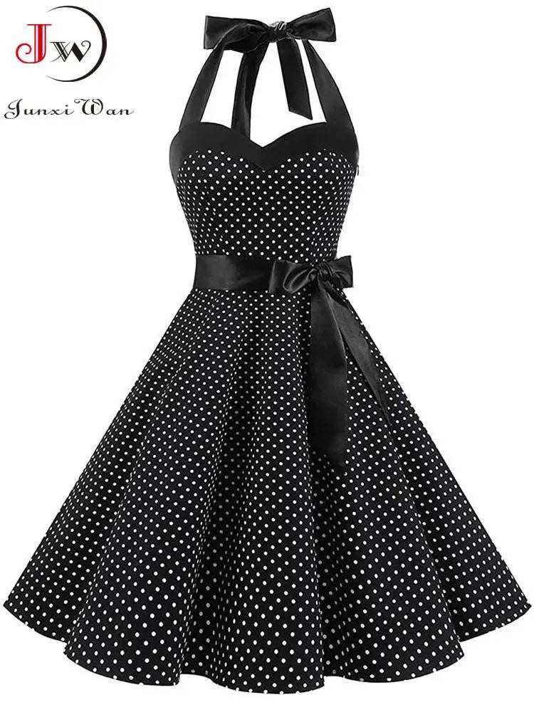 Polka Dot Summer Dress Halterneck Vintage Style Retro
