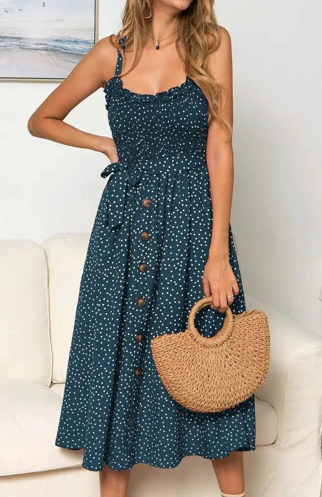 Polka Dot Sundress Chic Sleeveless Summer Dress For Women