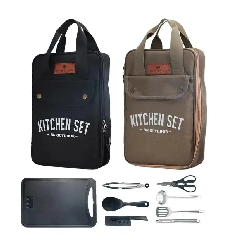 8 Piece Portable Camping Kitchen Cookware Set for Outdoors