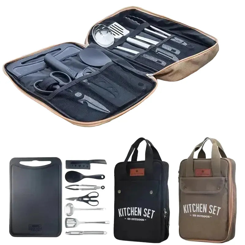 Portable Camping Cookware Set for Travel — Khaki