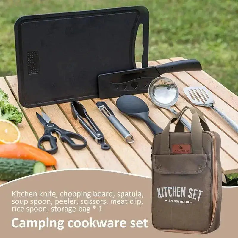 Portable Stainless Steel Camping Cookware Set 8 Piece