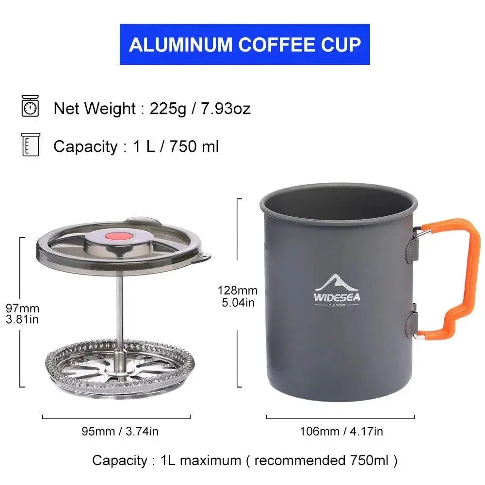 Portable Aluminum Camping Coffee Pot with French Press