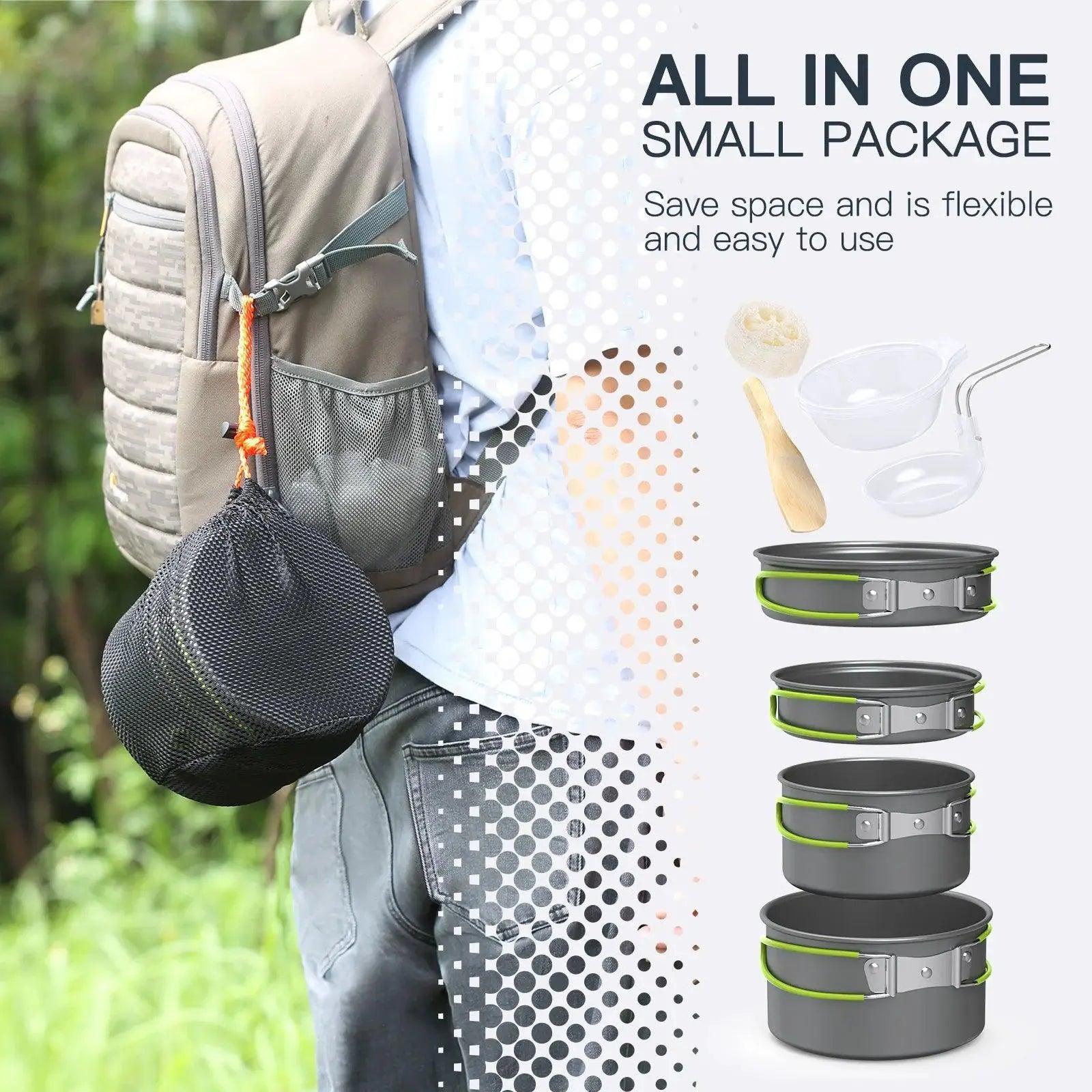 Portable Aluminum Camping Cookware Set For Hiking BBQ