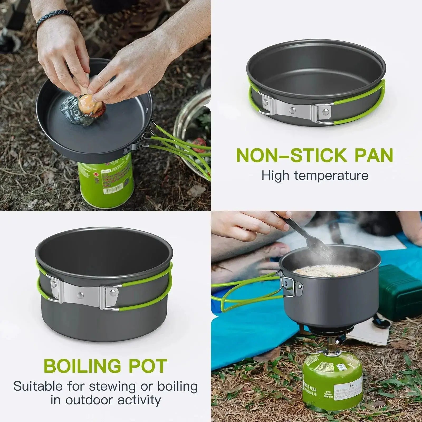 Portable Aluminum Camping Cookware Set For Hiking BBQ