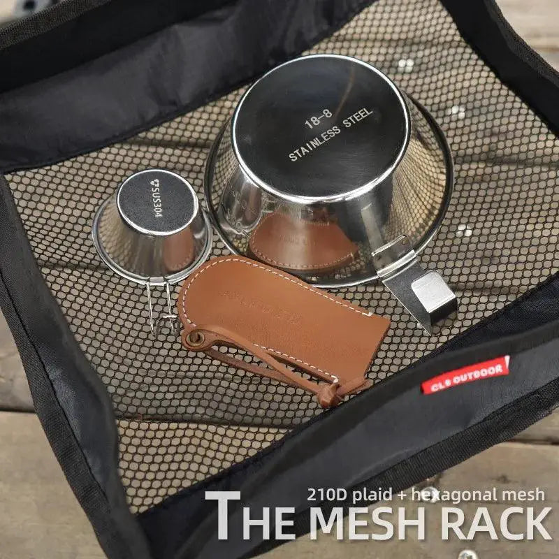 Portable Camping Table Hanging Net Organizer For Cookware