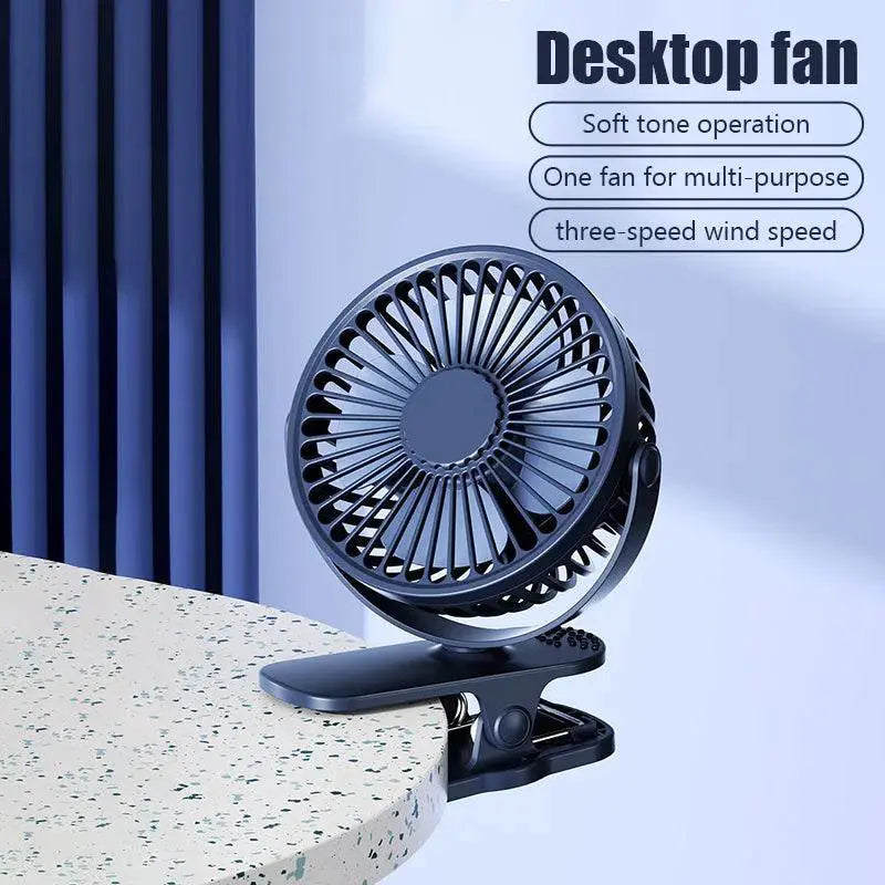 Portable Clip Fan Quiet USB Rechargeable Travel Friendly