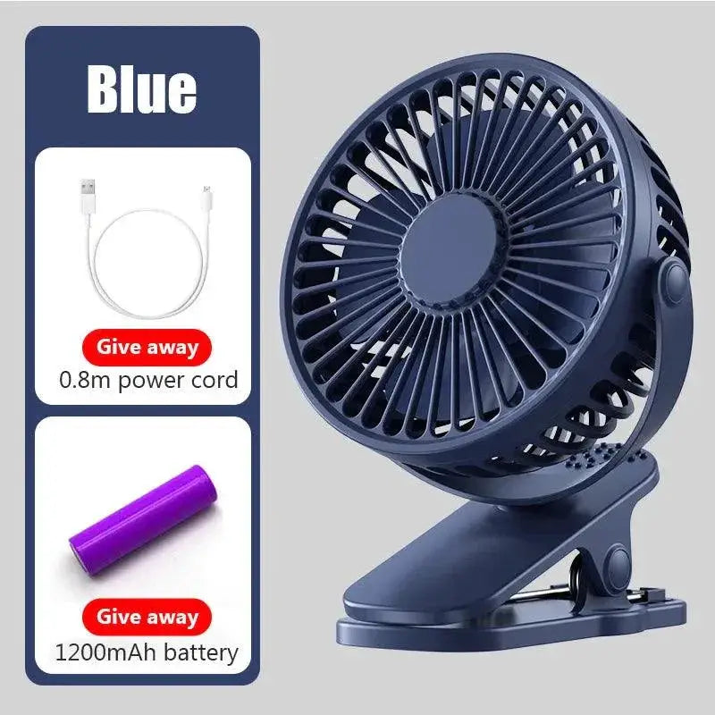 Portable Clip Fan Quiet USB Rechargeable Travel Friendly