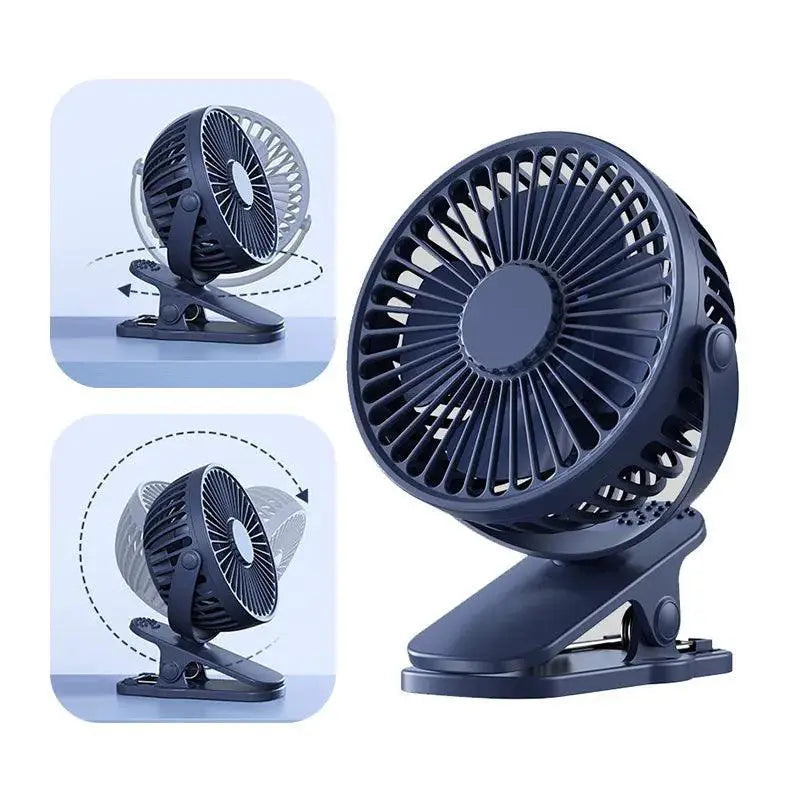 Portable Clip Fan Quiet USB Rechargeable Travel Friendly