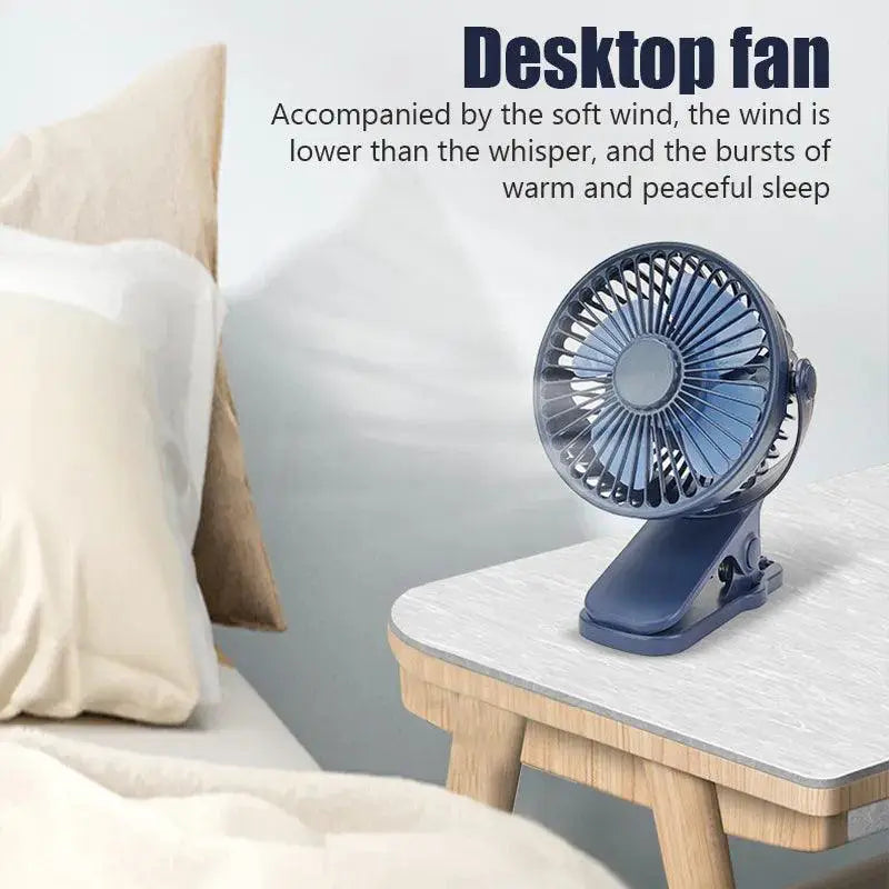 Portable Clip Fan Quiet USB Rechargeable Travel Friendly