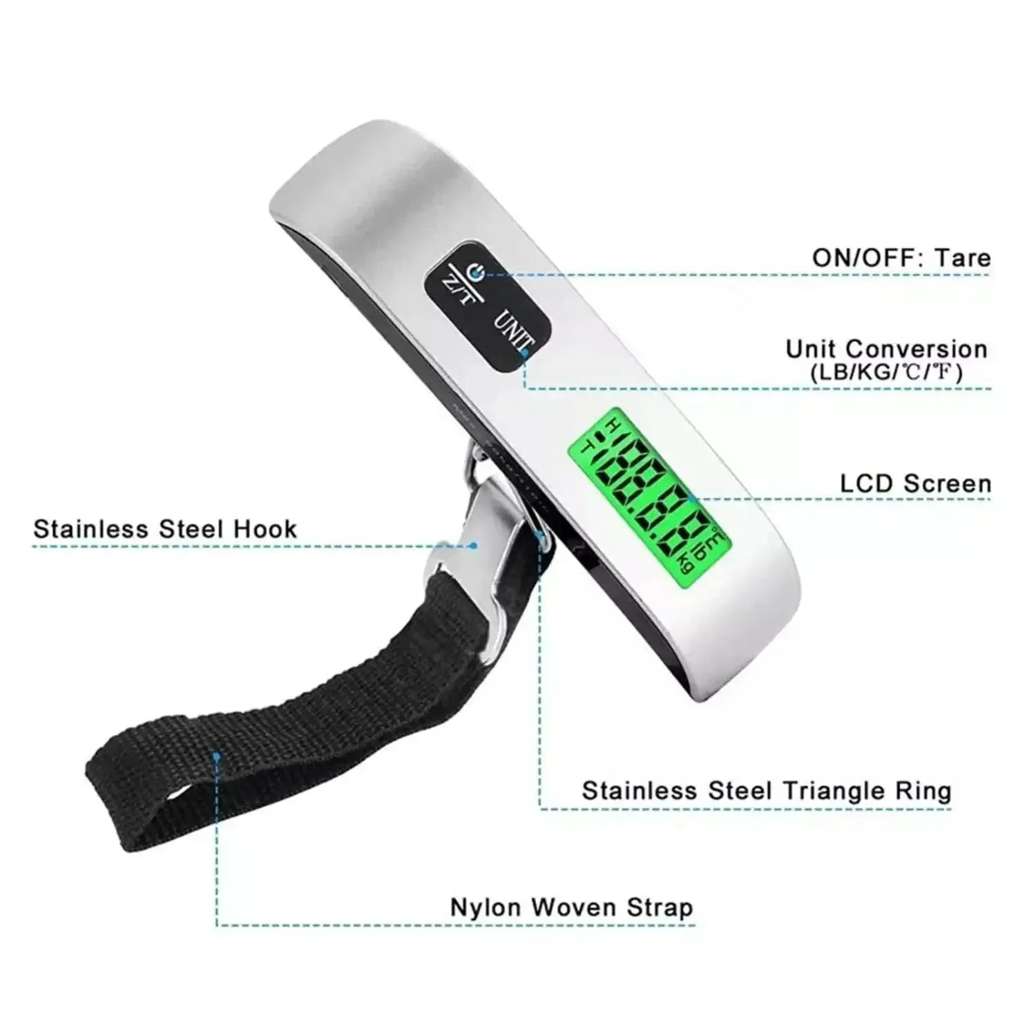 Portable Digital Luggage Scale With LCD Display For Travel