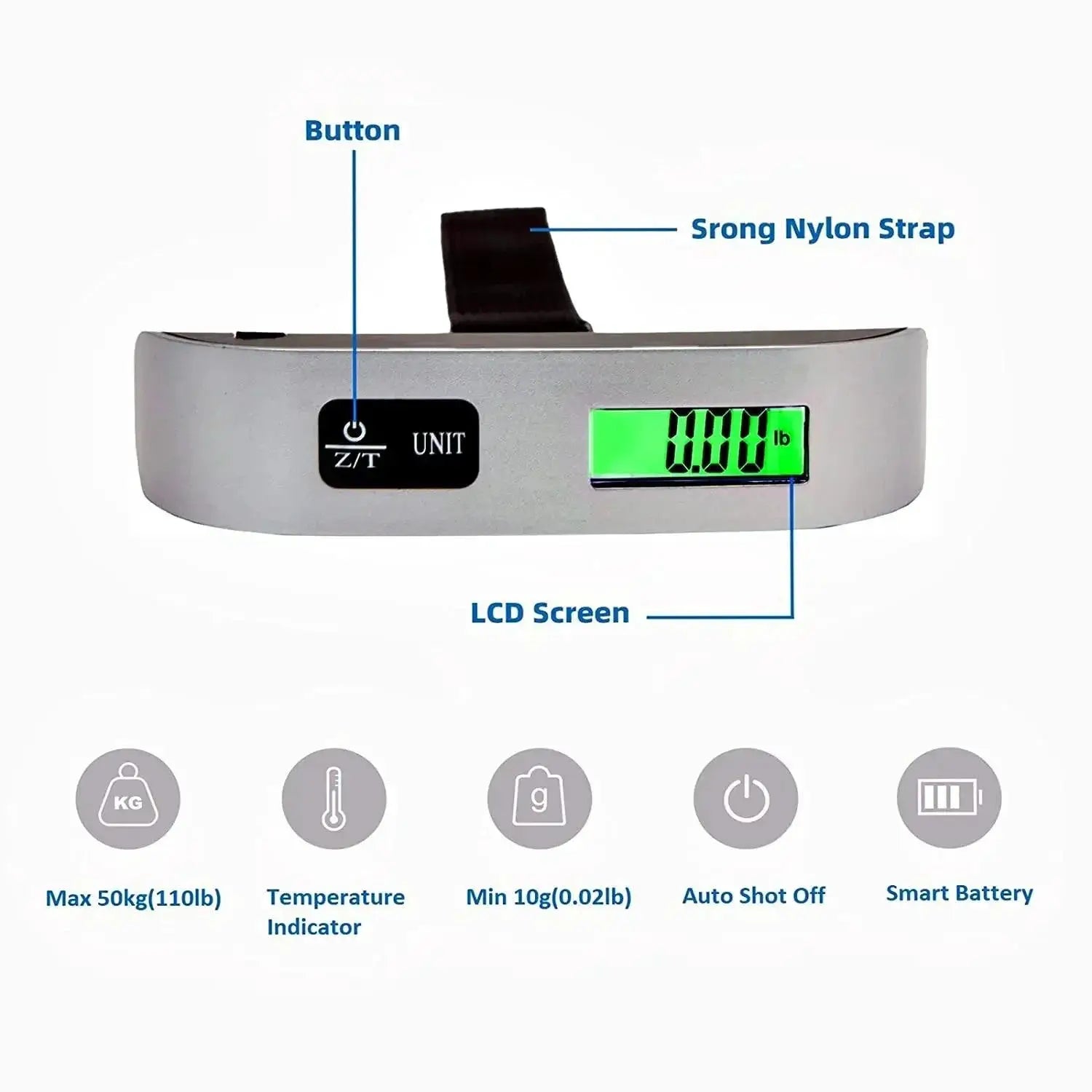 Portable Digital Luggage Scale With LCD Display For Travel