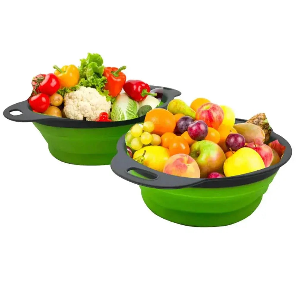 Portable Folding Silicone Strainer Bowl for Camping