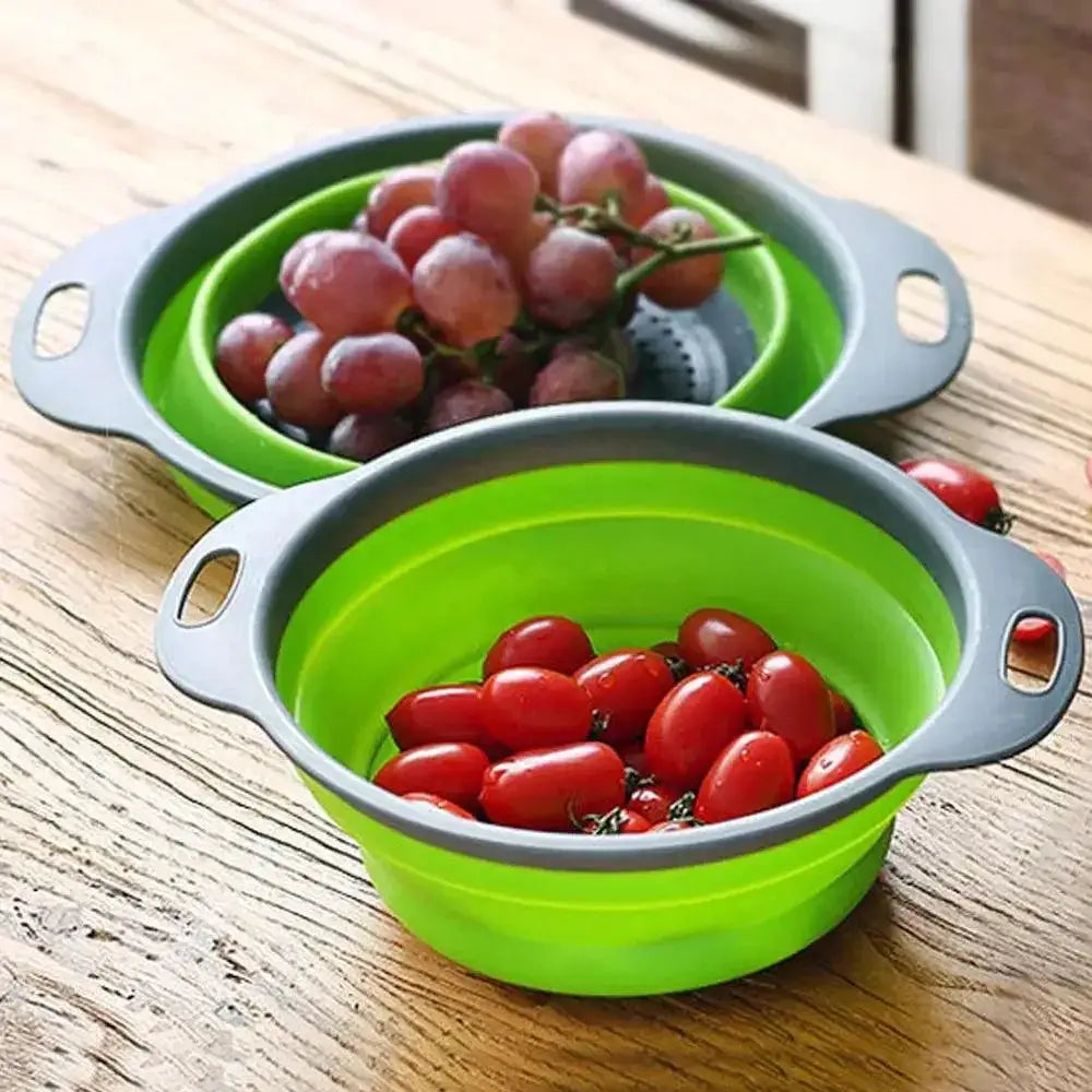 Portable Folding Silicone Strainer Bowl for Camping
