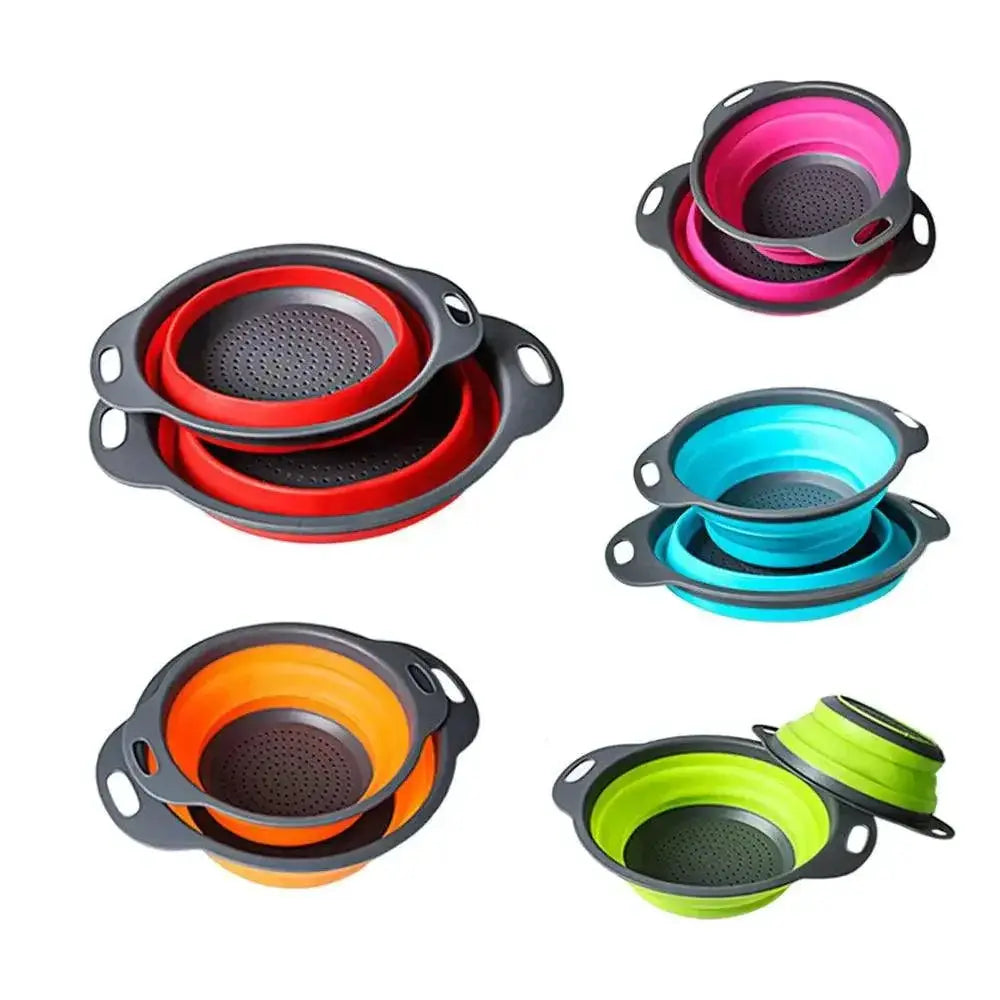 Portable Folding Silicone Strainer Bowl for Camping
