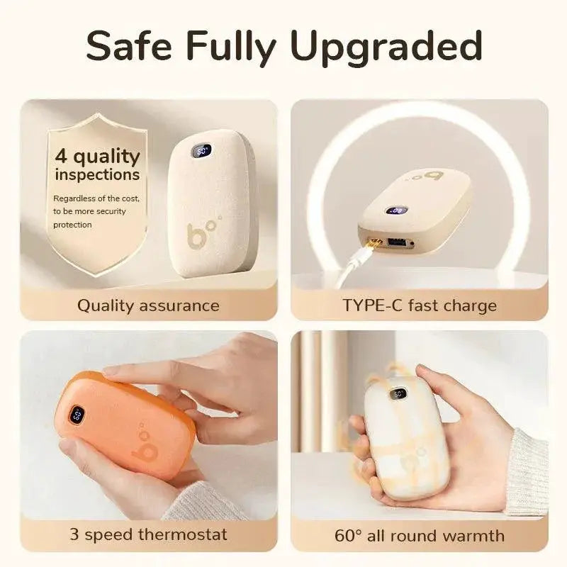 Portable Hand Warmer Power Bank With Instant Heat Display