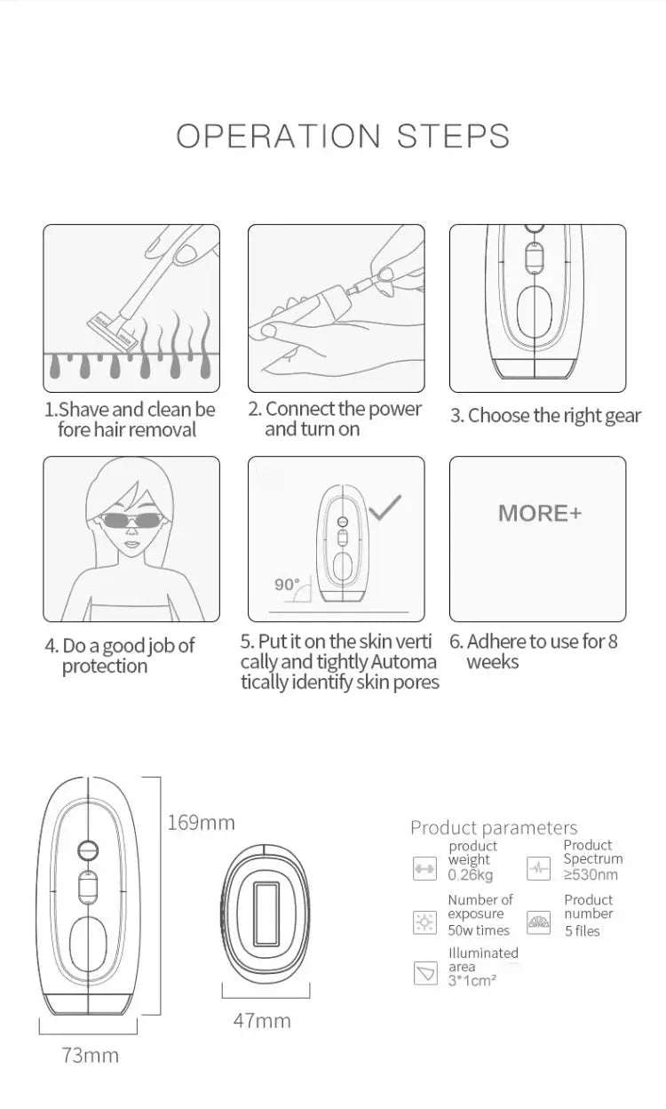 Portable IPL Epilator With 999999 Flashes For Pain Free Body And Bikini Hair