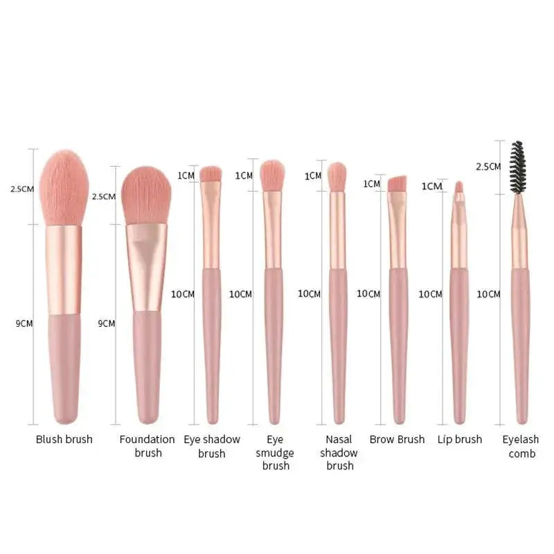 Portable Makeup Brush Set 8 Essential Brushes Flawless
