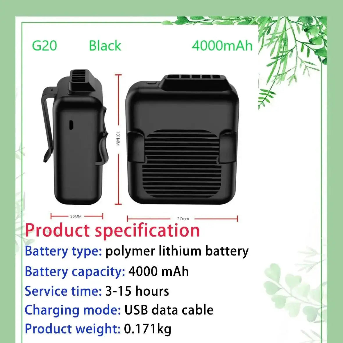 Portable USB Neck Hanging Mini Fan With Waist Clip